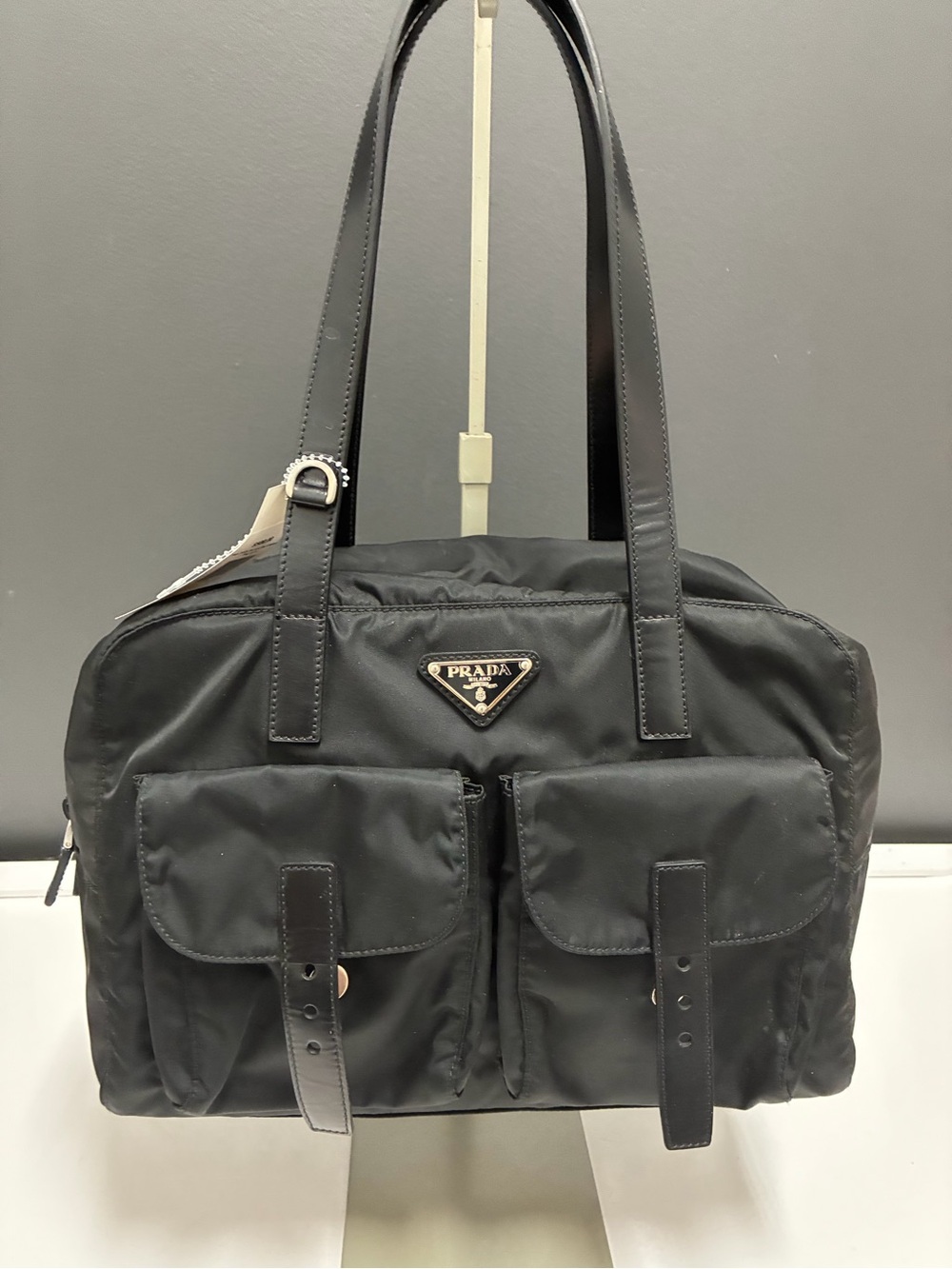 Authentic Prada Tessuto Black Nylon Double-Pocket Bag